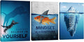 Unbruvo Motivational Wall Art for Office, 3 Pieces Cat Glacier Fish Canvas Print, Inspirational Quotes Wall Decor for Living Room, Bedroom, Dorm-(72''Wx 36''H)