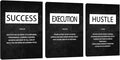 Unbruvo Motivational Canvas Wall Art - 3 Panel Inspirational Wall Decor, Hustle Success Office Decor, Hustle Success Poster for Living Room, Bedroom, Classroom(72" Wx36 H)