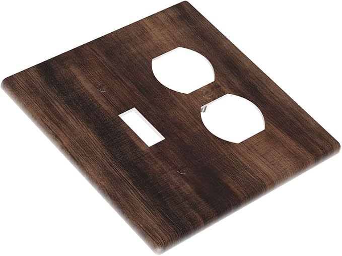 Decorative Outlet Covers Rustic Farmhouse Brown Wood Barn Door 2 Gang Duplex Light Switch Cover Plate Gfci Wall Plate Plug Switch Plate Covers for Bathroom Decor