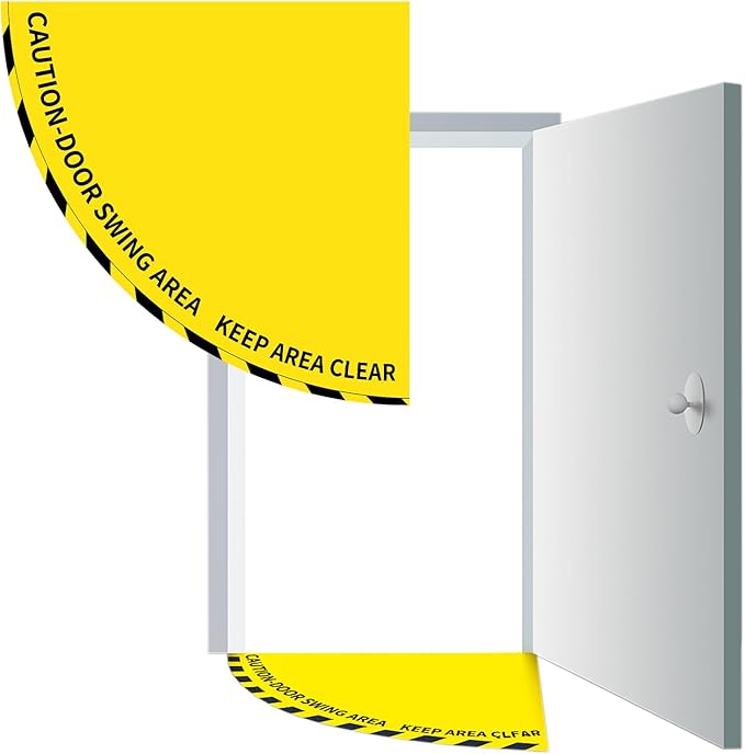 1 Pack Door Swing Caution Floor Sign for Safety Warning Door Swing Area Keep Area Clear Floor Sign Vinyl Non Slip Surface(36 x 36 Inches,Textured,Yellow)