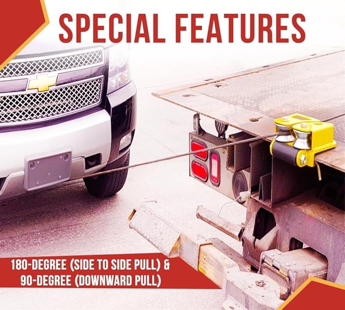 Mytee Products 1 Pack 3/8" x 50' Swaged Winch Cable Wire w/Self Locking Swivel Hook - 20,400 lbs Ultimate BS & 1 Pack Side Puller Recovery Tool for Vehicle Towing & Angled Winching - 9,000 lbs WLL