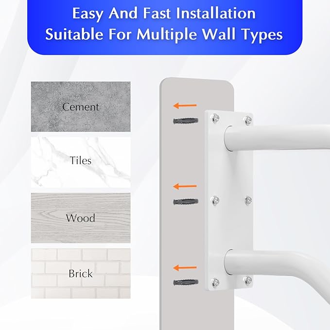 Hand Rails for Outdoor 1-2 Steps, Indoor Stairs, Bathroom, Wall Mount Non-Slip U-Shape Stair Hand Railing White 1 Pack