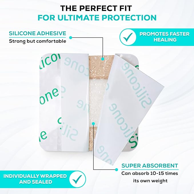 MedVanceTM Silicone - Bordered Silicone Adhesive Foam Dressing Size 2"x2" (1"x1" Pad), Box of 5 dressings