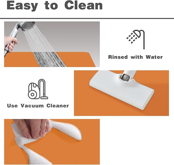 Bathroom Mat Quick Dry, Bathroom Rugs Non Slip Washable Thin Absorbent Bath Mat Fits Under Door Bathroom Floor Mat Perfect for Bath, Shower, or Sink 17"x59" Orange