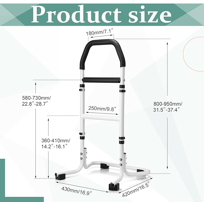 Marsui Chair Stand Assist Elderly Portable Stand Assist Aid Rail for Disabled Chair Couch Sofa Safe Standing up Assistance Adjustable Height Suitable for Elderly Seniors Disabled Middle Aged People