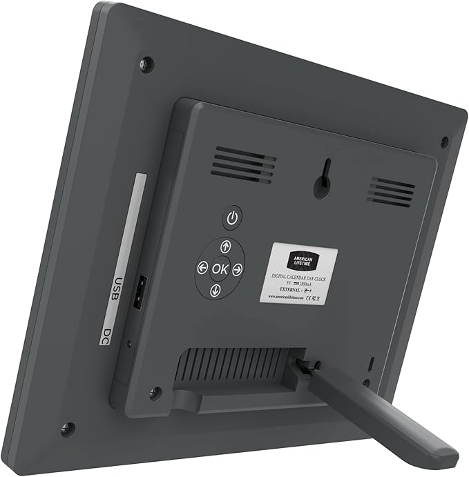 American Lifetime 【New 2024】 Dementia Clock Large Digital Clock for Seniors, Digital Clock Large Display with Custom Alarms, Clock with Day & Date for Elderly, Large Number Digital Clock Grey