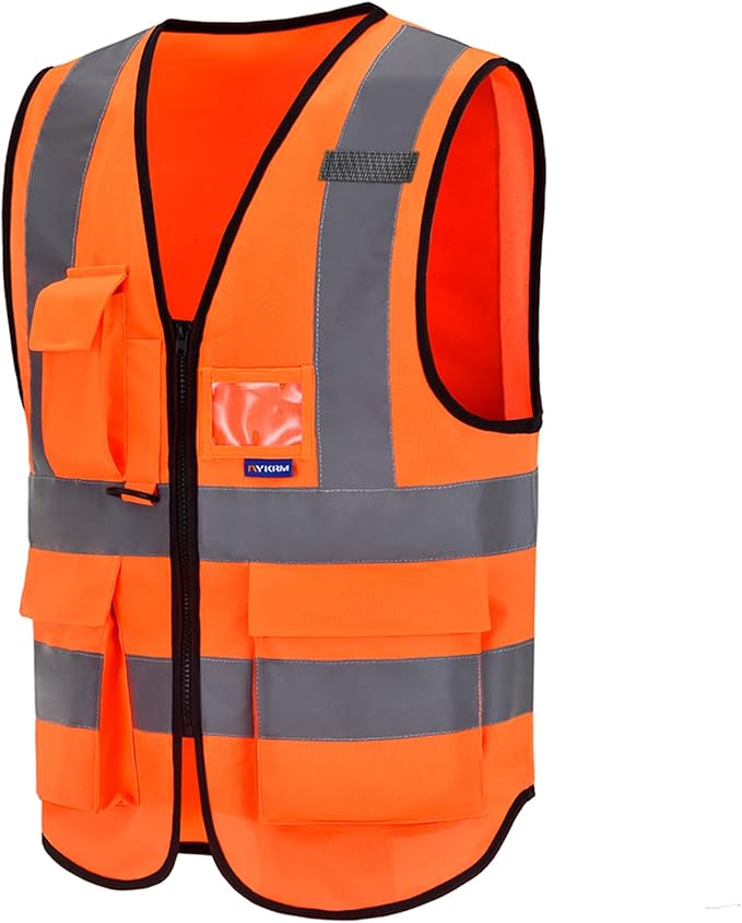 A-SAFETY orange safety vest 7 Pocket Class 2,XL