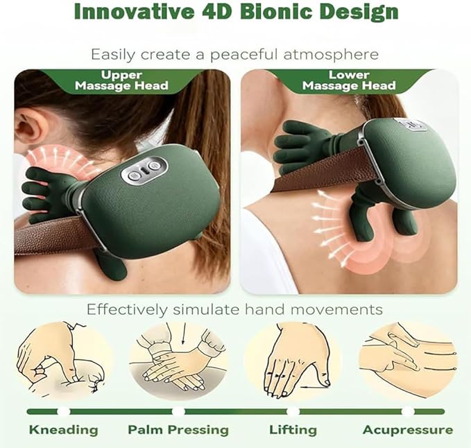 Neck Massager for Pain Relief Deep Tissue, 4D Kneading Massage, Quiet & Portable Lightweight, 3-Speed Adjustment, Cordless Neck and Shoulder Massager with Heat, Electric Hand Massager for Muscle