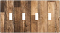 Rustic Brown Wood Splicing Vintage Dark Oak Print Light Switch Covers Quad Toggle Electrical Faceplate 4 Gang Wall Plate Decorative Switch Plates Cover for Farmhouse Home Decor