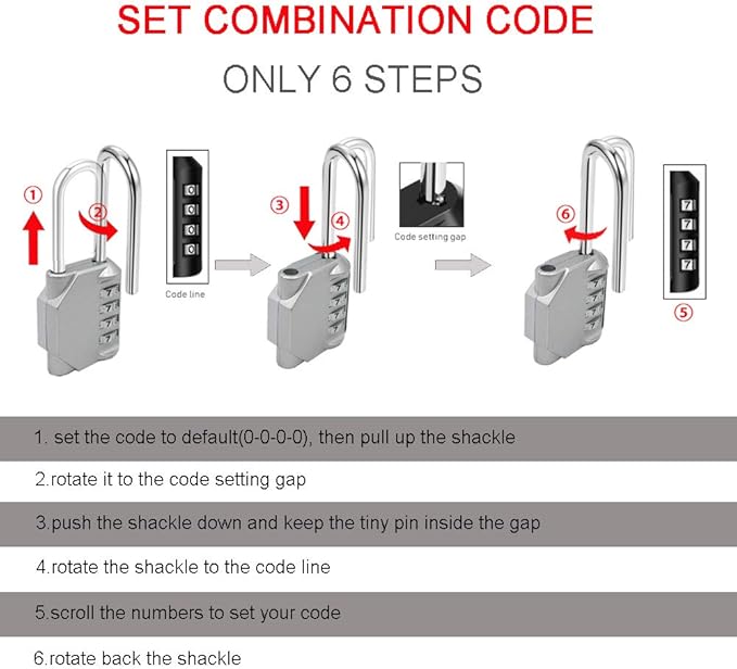 2 Pack disecu 2.6 Inch Long Shackle Combination Lock, 4 Digit Outdoor Waterproof Padlock for School Gym Locker, Sports Locker, Storage Unit, Gate, Fence, Toolbox, Cabinet (Silver)