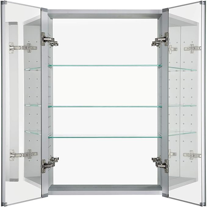 Fine Fixtures Bathroom Medicine Cabinet, Aluminum, Recessed/Surface Mount, 24" x 36", Right/Left Hinged, Mirrored Interior