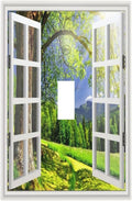 Light Switch Cover Window View Green Rustic Nature Wilderness 1 Gang Wall Plate Cover Single Toggle Outlet Covers Decorative Switchplate Electrical Faceplate for Bathroom Bedroom Decor