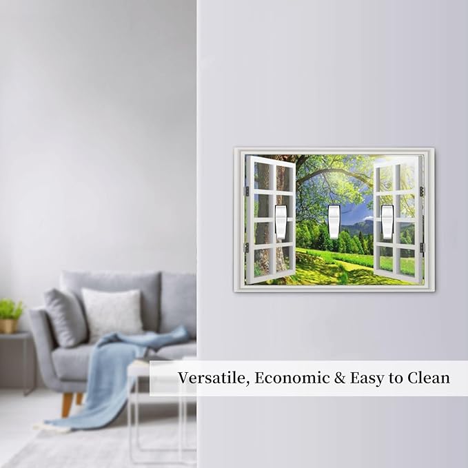 Light Switch Cover Window View Green Rustic Nature Wilderness 3 Gang Wall Plate Triple Light Switch Plate Toggle Decorative Outlet Covers Electrical Switchplate for Bathroom Bedroom Decor