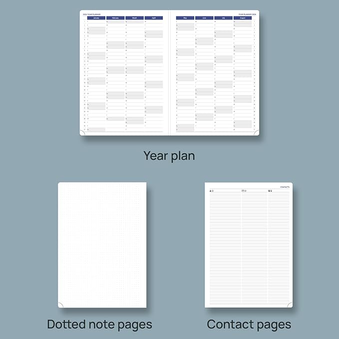 POPRUN 2026 Weekly Planner (A4 Size-8.25'' x 11.75''), 15-Minute Appointment Book (Jan 2026-Dec 2026) with Monthly Tabs, Inner Pockets, Pen Holder, PU Leather Softcover, 100GSM - Night Sky Navy Blue