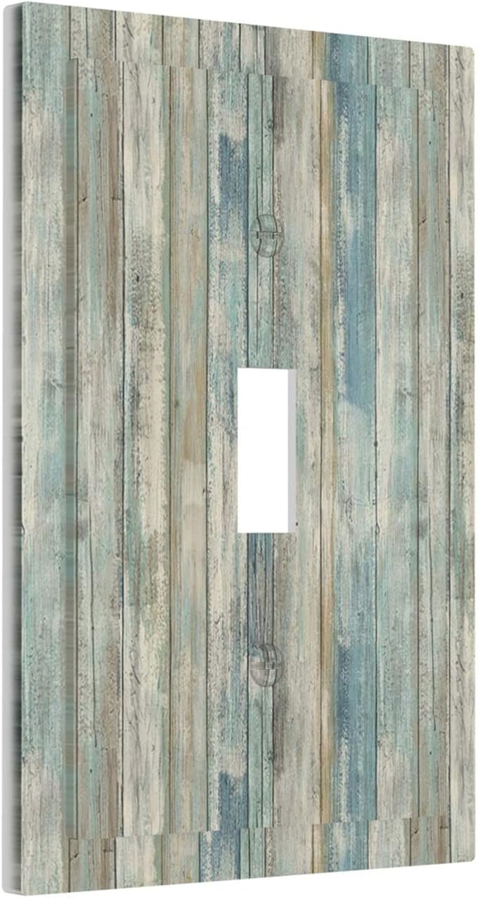 Tea Vintage Wood Plank Distressed Grain Rustic Shiplap Board Single Toggle Light Switch Covers Decorative 1 Gang Wall Plates Cover Electrical Device Switchplate for Farmhouse Bathroom Decor