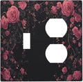 Wallplates Dark Background Red Rose Leaf 1 Toggle 1 Duplex Switch Plate Electrical GFCI Faceplate Decorative Light Switch Covers for Bedroom living Room Decor