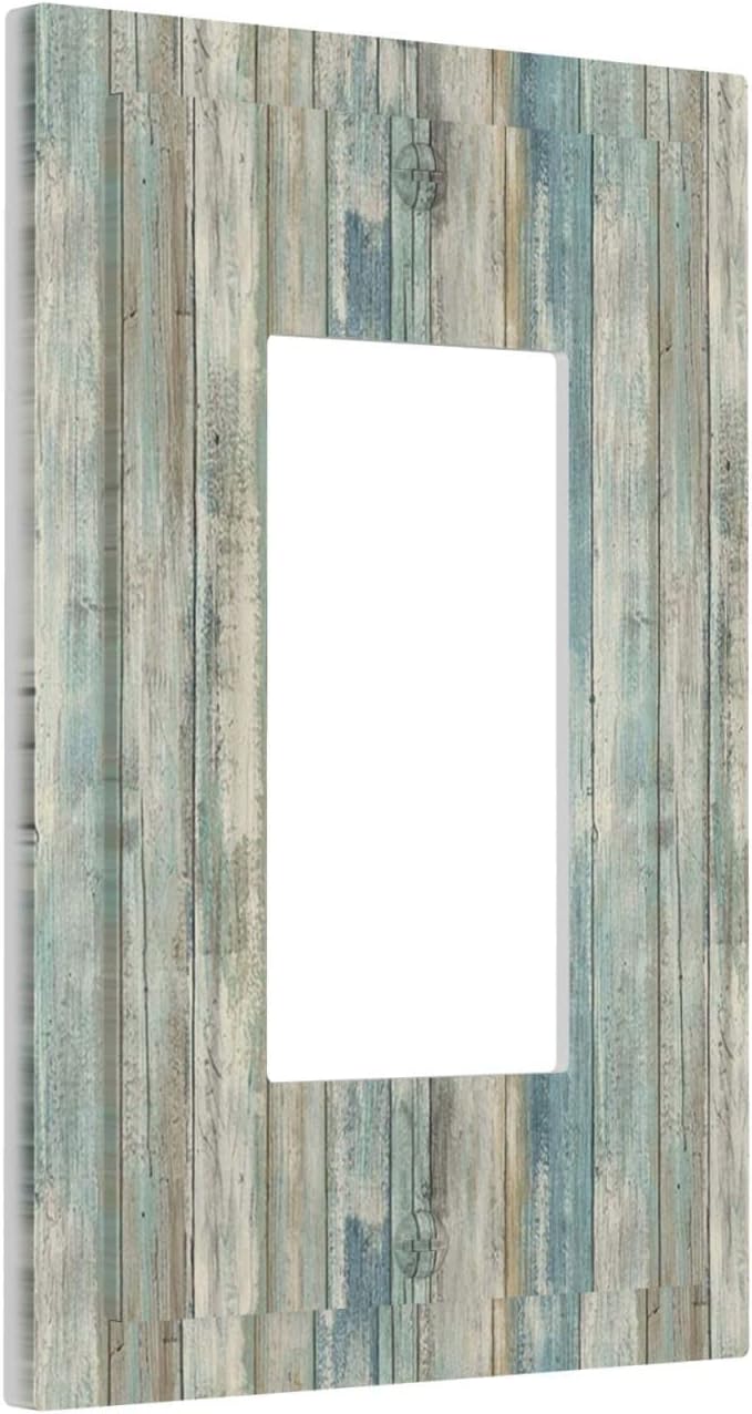 Tea Vintage Wood Plank Distressed Grain Rustic Board Single Rocker Light Switch Cover 1 Gang Outlet Cover Decorative Gfci Electrical Wall Plate Dimmer Switchplate for Farmhouse Home Decora
