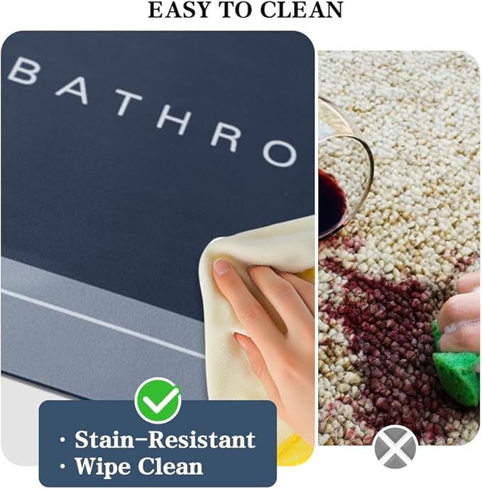 Bath Mats 20x32 Inch, Modernized Magic Mat Bathroom, Rubber Anti Slip Quick Drying Absorbent Bathroom Rug, Shower Room Rugs for in Front of Bathtub, Sink, Blue