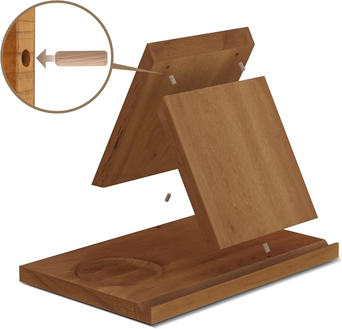 Wooden Triangle Bookmark, Small Bookshelf with Drink Holder, Wood Book Reading Rest with Slotted, Book Corner Display Triangle Book Holder (Brown)