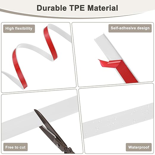 U-Shape Edge Banding, 0.78 Inch x 32.8 FT Self Adhesive Rubber Edge Trim Flexible TPE Corner Protector for Desk/Shelves/Furniture/Countertop/Table/Cabinet/Plywood [White]