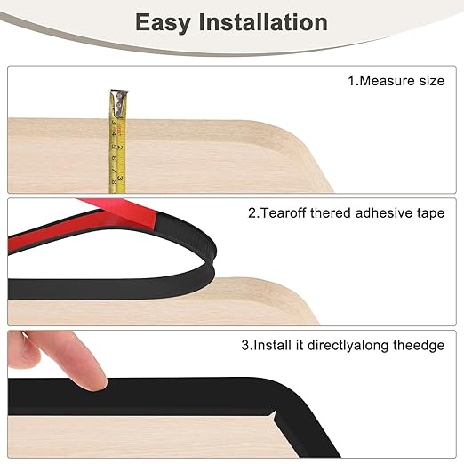 U-Shape Edge Banding, 0.98 Inch x 32.8 FT Self Adhesive Rubber Edge Trim Flexible TPE Corner Protector for Desk/Shelves/Furniture/Countertop/Table/Cabinet/Plywood [Black]