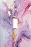 Decorative Light Switch Cover Pink Marble Abstract Purple Gold Texture 1 Gang Single Toggle Device Electrical Faceplate Switchplates Decorator Outlet Wall Plate for Bathroom living Room Decor