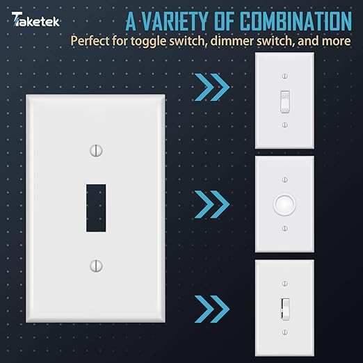 Light Switch Cover, Standard Size Toggle Light Switch Wall Plate,White, Wall Plates for Light Switches, White, 20 Pack