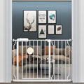ALLAIBB Extra Wide Pressure Mount Baby Gate Auto Close White Metal Child Dog Pet Safety Gates with Walk Through for Stairs,Doorways,Kitchen and Living Room(43.31-48.03"/110-122cm)