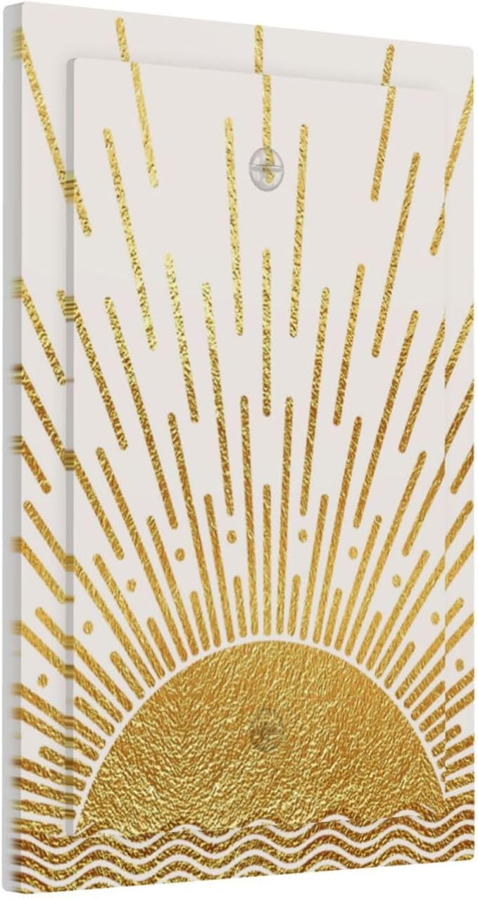 Mid Century Boho Golden Sun Sunrise Sunset Light Switch Cover Plate 1 Gang No Device Blank Electrical Wall Plates Faceplate Decorative Switch Plate for Bed Room Living Room Decor