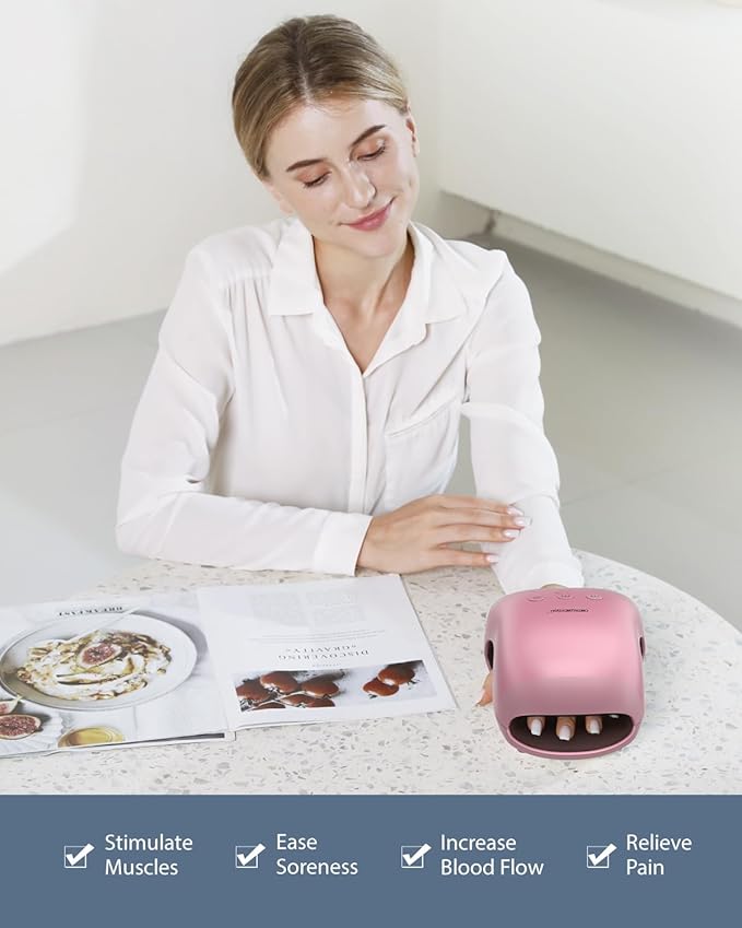 CINCOM Hand Massager - Cordless Hand Massager with Heat and Compression for Arthritis and Carpal Tunnel, Gifts for Women(Rose)