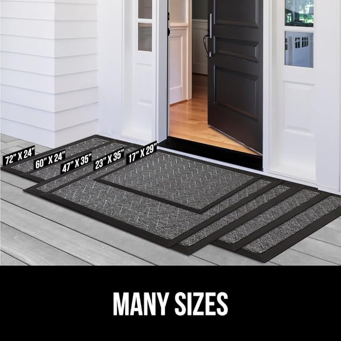 GORILLA GRIP 100% Waterproof All-Season WeatherMax Doormat, 47x35, US Designed Natural Rubber, Stain and Fade Resistant, Low Profile Indoor Outdoor Door Mats, Easy Clean Patio Mat, Home Sweet Home