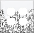 Outlet Covers Floral Wildflower Rustic Plant Leaves 2 Gang Double Duplex Decorative Light Switch Covers Electrical Wallplates Socket Faceplate For Farmhouse Cabin Decor