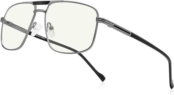 Reading Glasses for Men Square Double Bridge Blue Light Blocking Computer Readers