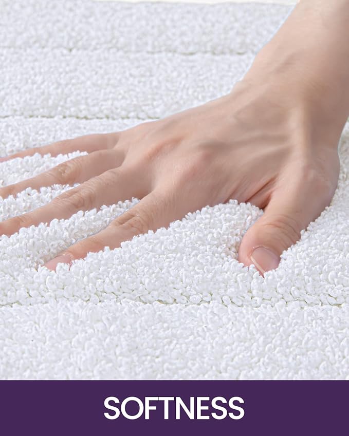 DEXI Bathroom Rug 72x24, Non Slip Washable Bath Mat Runner for Shower Floor, Extra Long Absorbent Soft Bathmat with Rubber Backing, Quick Dry Microfiber Carpet, White