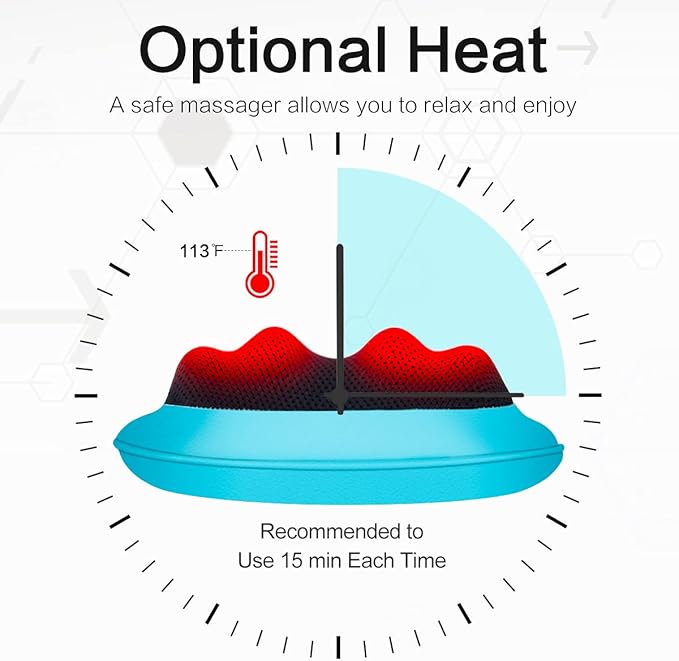 Mo Cuishle Electric Shiatsu Back Massager with Heat - Powerful 3D Kneading for Neck, Shoulder, Lower Back Pain Relief - Ergonomic Design for Home, Office, & Car - Gifts for Women, Men, Mom, Dad & her