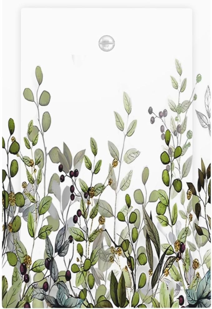 Watercolor Green Eucalyptus Leaves Plants Fruit Light Switch Cover Plate 1 Gang No Device Blank Electrical Wall Plates Faceplate Decorative Switch Plate for Bed Room Living Room Decor