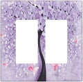 Outlet Covers 3D Purple Tree 2 Gang Wall Plate Double Rocker Light Switch Cover Decorative GFCI Receptacle Cover Electrical Switchplate for Bathroom Bedroom Decor