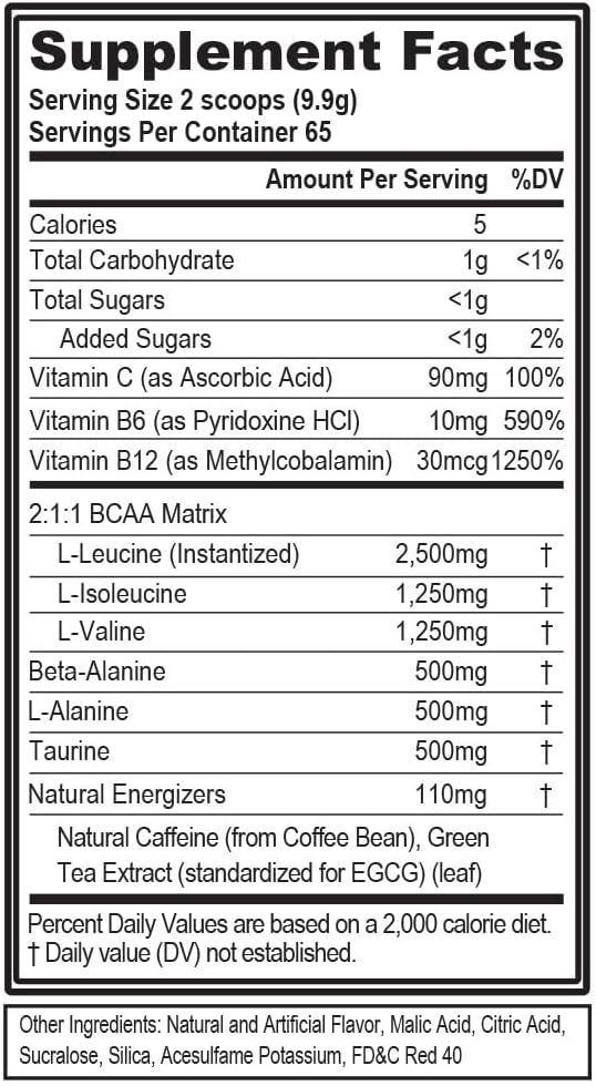 Evlution EVL BCAAs Amino Acids Powder - BCAA Energy Pre Workout Powder for Muscle Recovery Lean Growth and Endurance - Rehydrating Post Workout Recovery Drink with Natural Caffeine - Fruit Punch