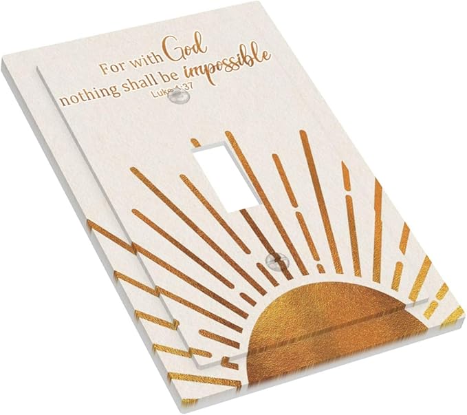Mid Century Boho Sun Inspirational Quote Single Toggle Light Switch Covers Decorative Abstract Gold Sunrise 1 Gang Wall Plate Electrical Dimmer Switchplate Faceplate for Country Bathroom Decor