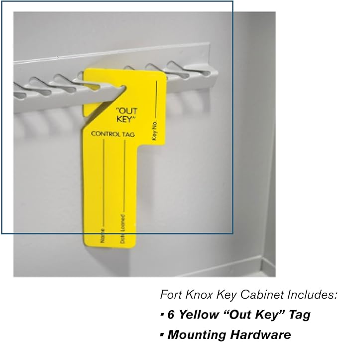 BankSupplies Fort Knox Key Holder Cabinet - 60-Key Cabinet - 60 Easy-to-Write-On Key Tags - Piano Hinged Door - Standard Keyed Lock - Steel Construction - Key Lock Box
