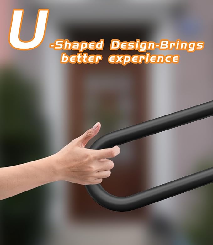 2 Pack Handrails for Outdoor Step Black Safe Grab Bar Railing U Shaped Pipe Metal Handrail Hand Railing Stair Indoor or Outdoor Stair Wall-Mount Used Walls for Garage Porch Patio Garden Entrance