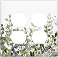Watercolor Green Eucalyptus Leaves Plants Fruit Outlet Covers 2 Gang Double Duplex Decorative Light Switch Covers Electrical Wallplates Socket Faceplate for Bed Room Living Room Decor