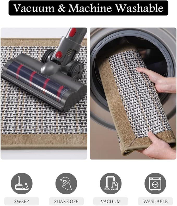 PADOOR Kitchen Mats for Floor, Kitchen Rugs Non Slip Washable, Rubber Backed Kitchen Runner Super Absorbent Kitchen Floor Mat Sink Rug, 20”x47” Brown