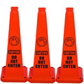BESEA Caution Cone 5 Pack, 28" Caution Cone with Weighted Base, Red 4-Sided “Cantion Do NOT Enter ” Warning Cone for Creation Area Driveways, Business Parking Lots, Garages, Indoor/Outdoor