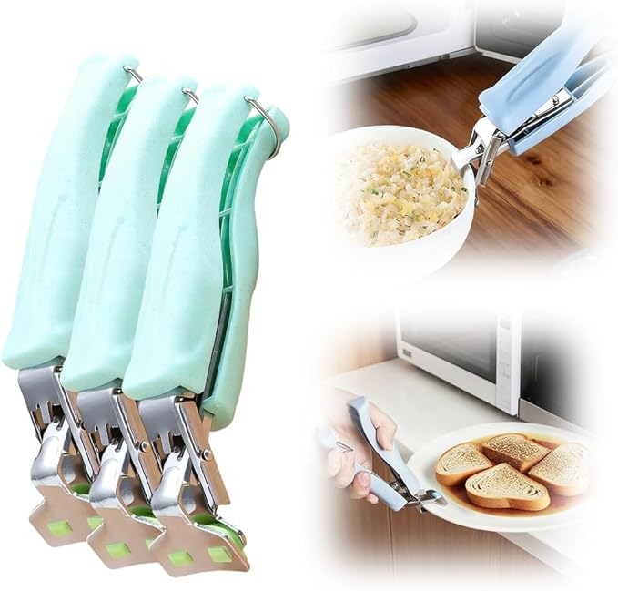 3 Pcs Hot Plate Grippers, 2026 Upgraded Multi Purpose Hot Plate Gripper, Anti-Scald Bowl Dish Grippers for Kitchen (Green)