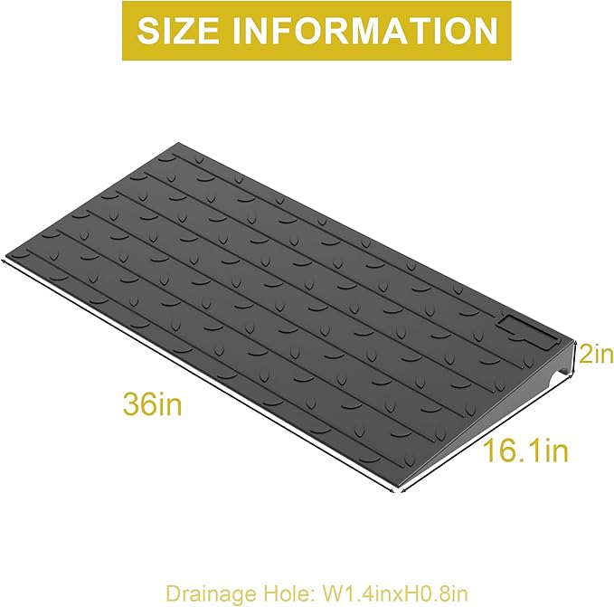 OrangeStar Heavy Duty Rubber Threshold Ramp – 2" Rise Wheelchair & Scooter Ramp with Cord Channel, Non-Slip Angled Entry for Doorways, Steps & Garages, 2200 LBS Capacity (Black, 36" Length)
