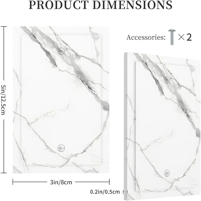White Marble Abstract Luxurious Print Light Switch Cover Plate 1 Gang No Device Blank Electrical Wall Plates Faceplate Decorative Switch Plate Covers for Bathroom Kitchen Home Decor