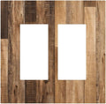 Rustic Brown Wood Splicing Vintage Dark Oak Print Decorative Outlet Covers 2 Gang Double GFCI Rocker Electrical Wall Panels Light Switch Cover Plate for Farmhouse Home Decor