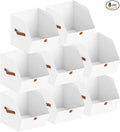 Fabric Closet Storage Cubes - 8 Pack Square Storage Bins with Dual Handles for Clothes, Towels, Toys, Cube Storage Organizers for Bedroom, Nursery, Shelves, Closet, Small Spaces, White