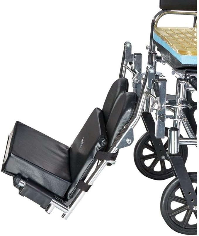 Skil-Care Two-Piece Footrest Extender with 4-Inch Foot Pad, Improves Wheelchair Comfort & Positioning, Durable and Easy to Attach, Fits 16"-18" Wide Seats, Black, 703283